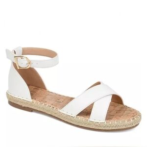 Journee Collection Women's Lyddia Espadrille Flat White Sandals Size 10M NIB